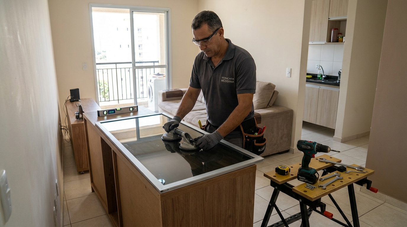 Guarda-roupa com portas de correr em vidro sob medida